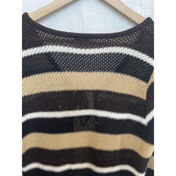 Vintage Y2K Rave Womens Knit Sweater Cardigan Duster Size M Striped Coachella - Picture 11 of 14